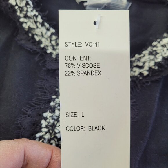 Victor Costa Sweater Womens L Black Fringe 3/4 Sleeve Cropped Cardigan Party New - Picture 9 of 10